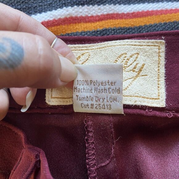 Scully Burgundy Super Wide Leg High Rise Suede Fabric Poly Pants. Size Small. - Picture 6 of 14